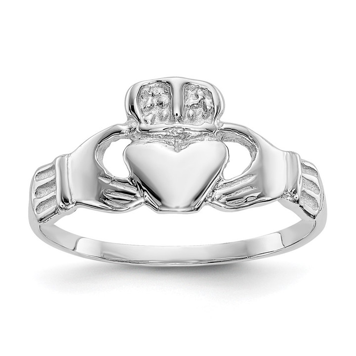 14k White Gold Polished Claddagh Ring K574