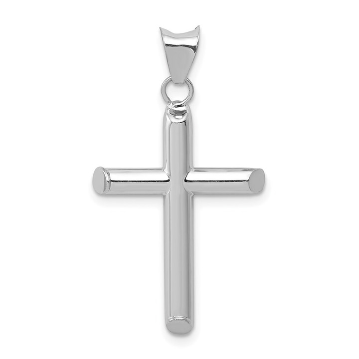 14k White Gold Polished Hollow Cross Pendant K3709