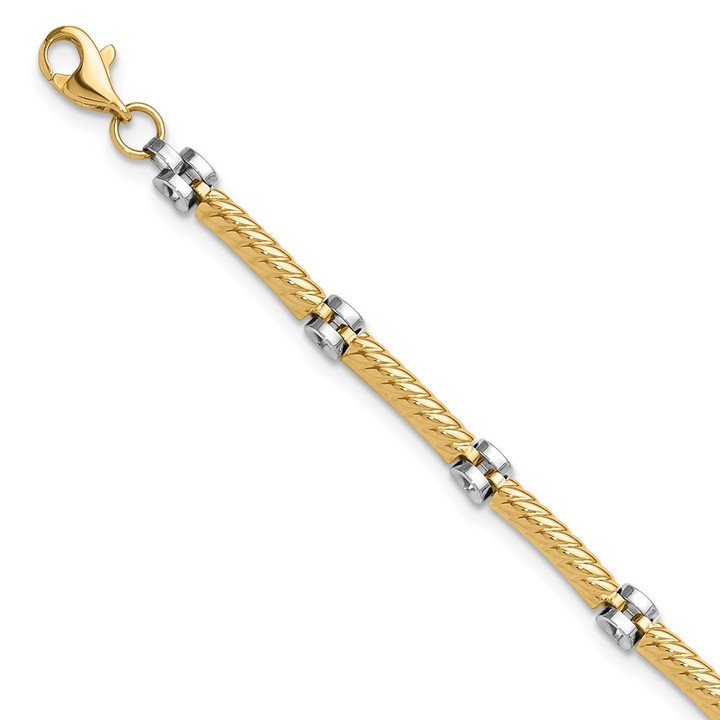 14K Two-tone Polished Fancy Link Bracelet FB2025-7.75