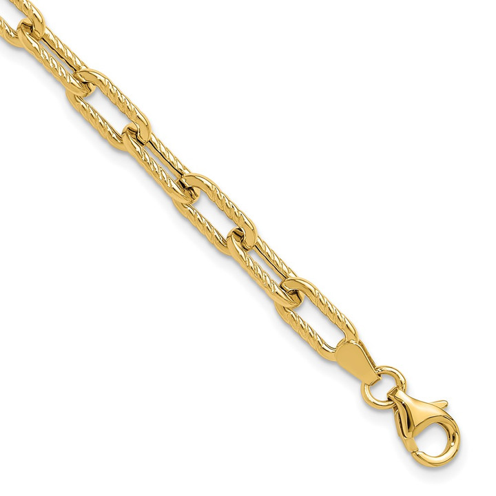 14K Polished and Textured Fancy Link Bracelet FB2004-7.5