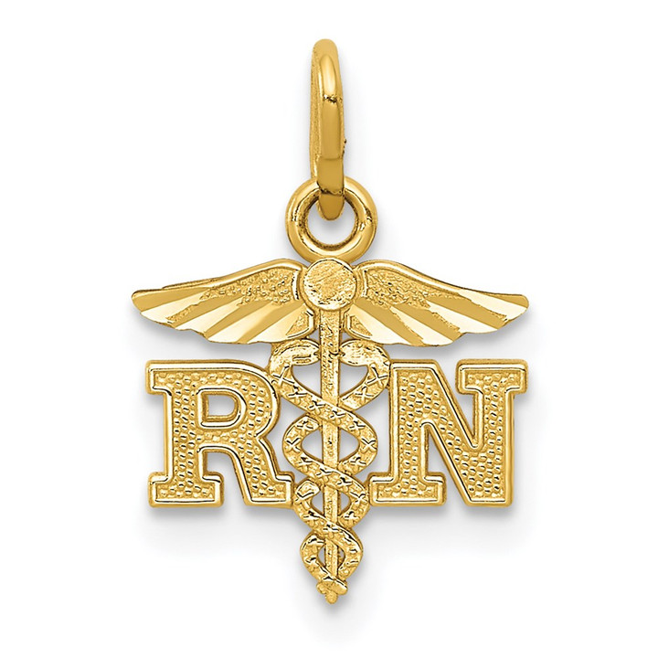 14k Diamond-cut Polished RN Nurse Pendant K6117