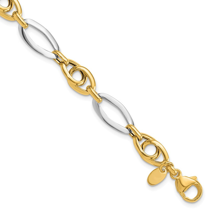 14k Two-Tone Polished Fancy Link Bracelet FB2009-7.75