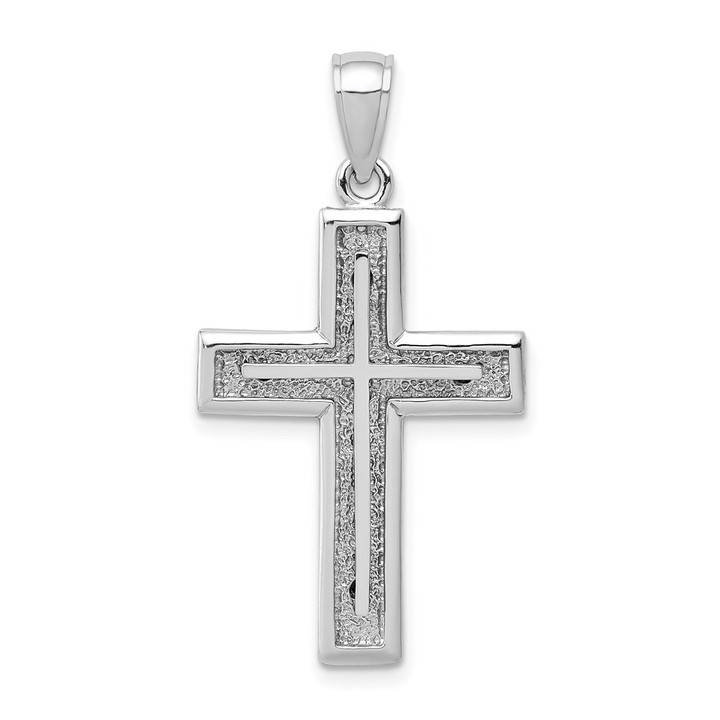 14K White Gold Cross Charm K8475W