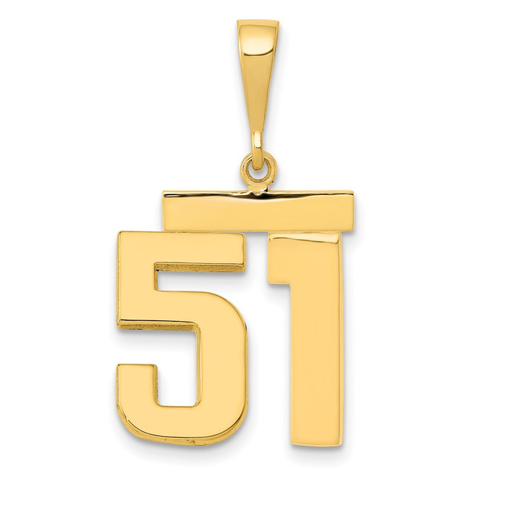 14k Medium Polished Number 51 Charm MP51