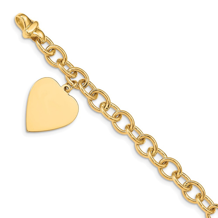 14k Link W/ Heart Charm Bracelet LK313-7.5