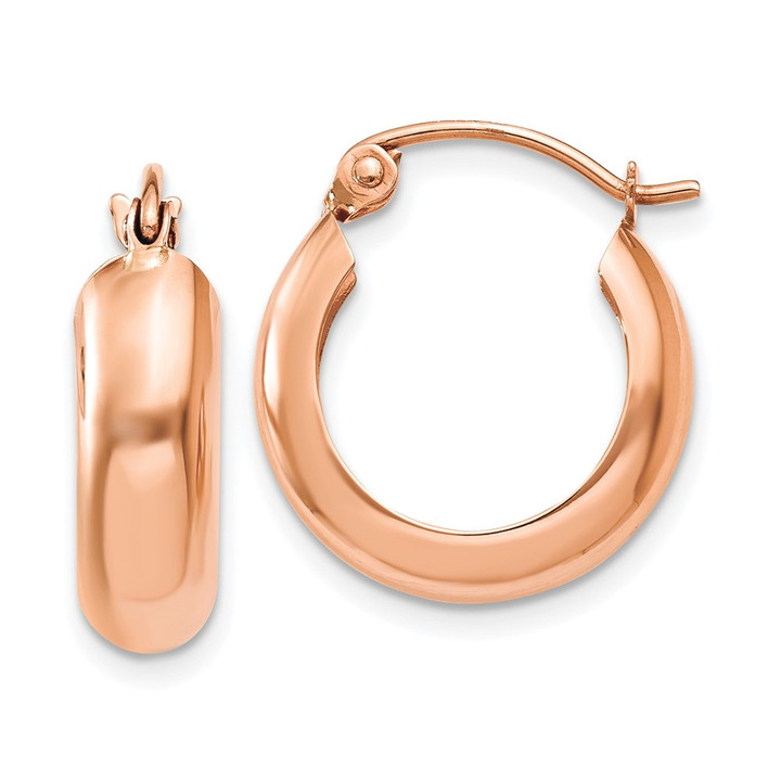 10k Rose Gold Polished Small Hoop Earrings 10TF968