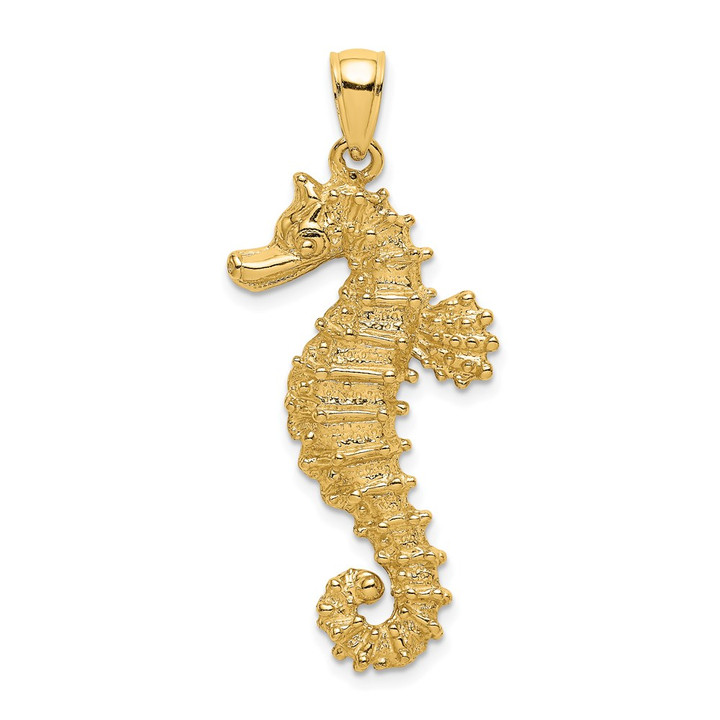 14K Textured Seahorse Charm K7658