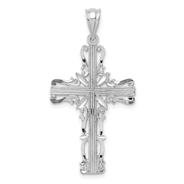 14k White Gold Latin Cross Pendant K376