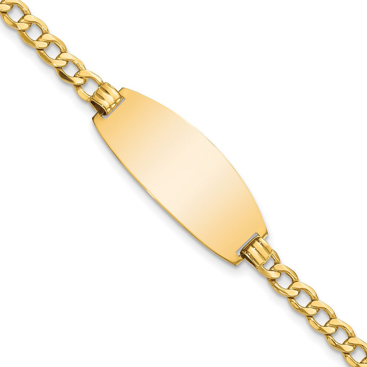 14k Semi-solid Oval Curb ID Bracelet LID93-7