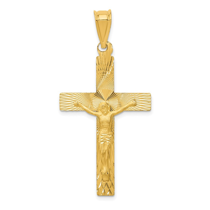 14k Polished Satin and D/C Crucifix Pendant K5543