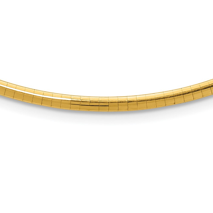 14k 3mm Domed Omega Necklace OD3-16
