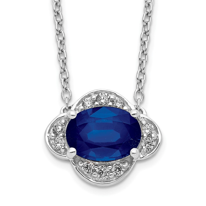 14k White Gold Diamond and Oval Sapphire 18 inch Necklace PM4027-SA-013-WA-18