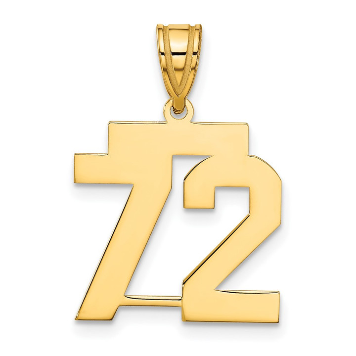 14k Medium Polished Number 72 Charm LM72