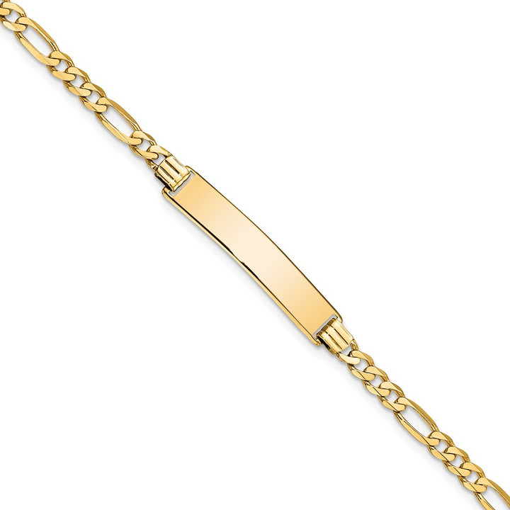 14k Flat Figaro Link ID Bracelet LID75-8