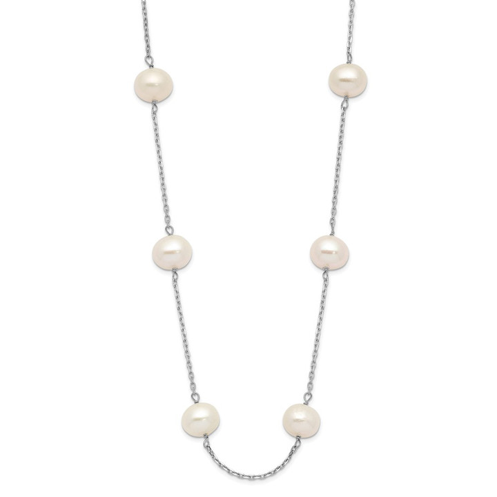 14K White Gold 6-7mm White Round FW Cultured Pearl 12-station Necklace PR57-18