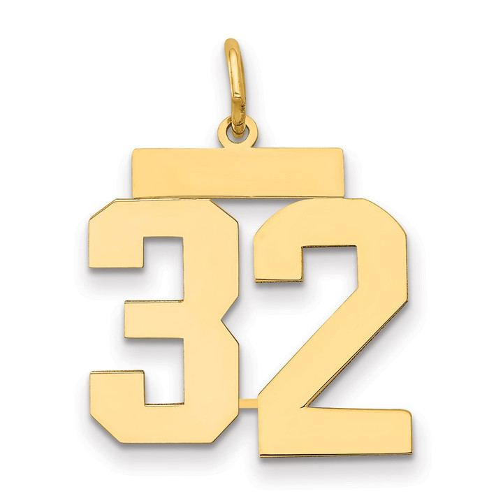 14k Medium Polished Number 32 Charm LM32