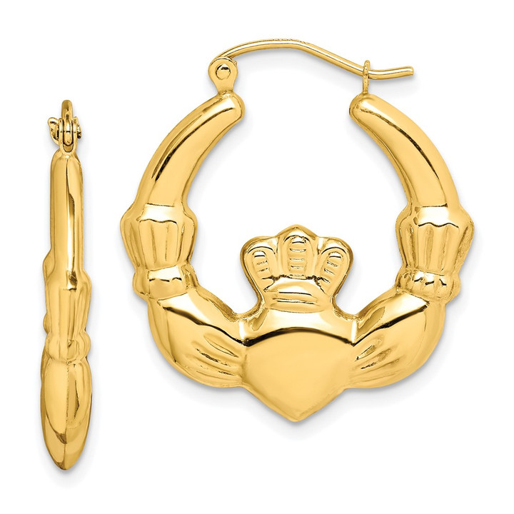 10k Polished Claddagh Hoop Earrings 10ER295