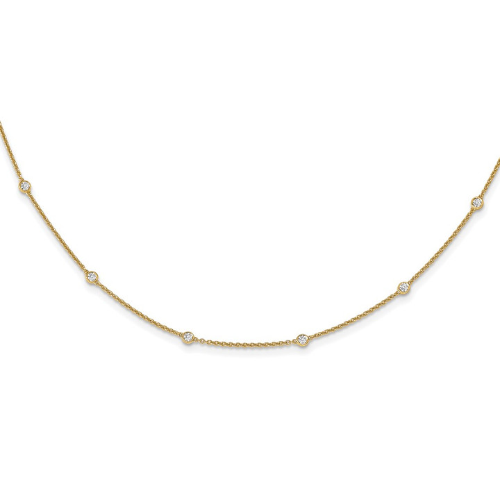 14k Diamond Station Cable Necklace PM1007-042-YA-18