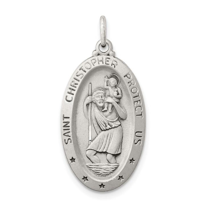 Sterling Silver Antiqued St. Christopher Medal QC3549