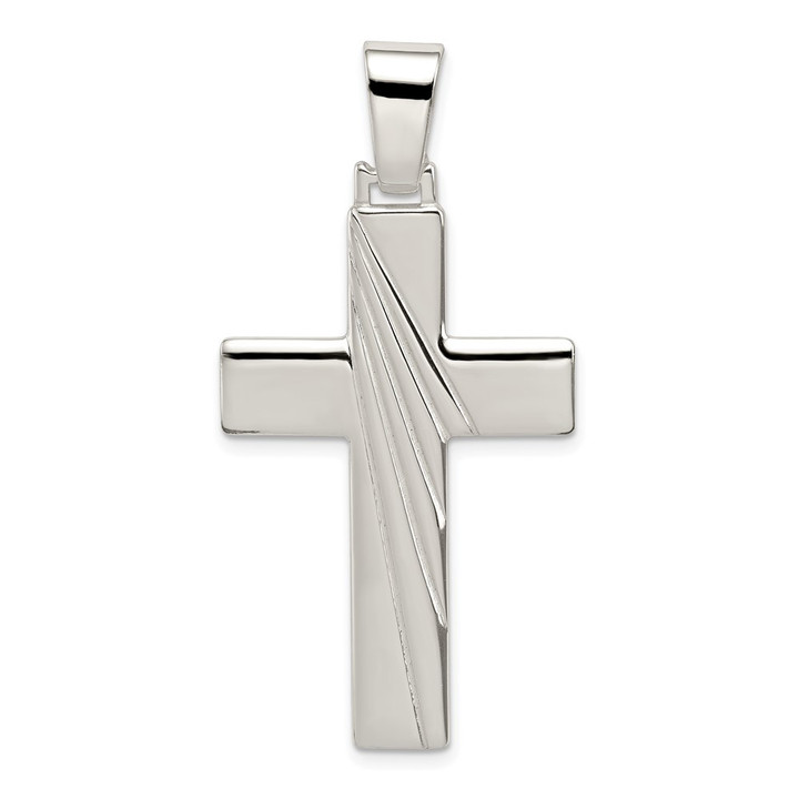 Sterling Silver Polished Cross Pendant QC8178