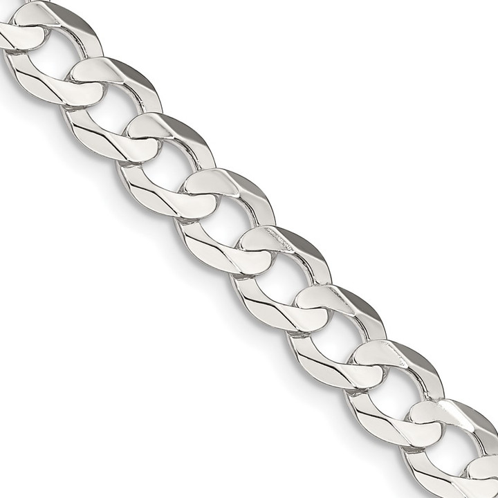 Sterling Silver 6.75mm Concave Beveled Curb Chain QCBC180-22