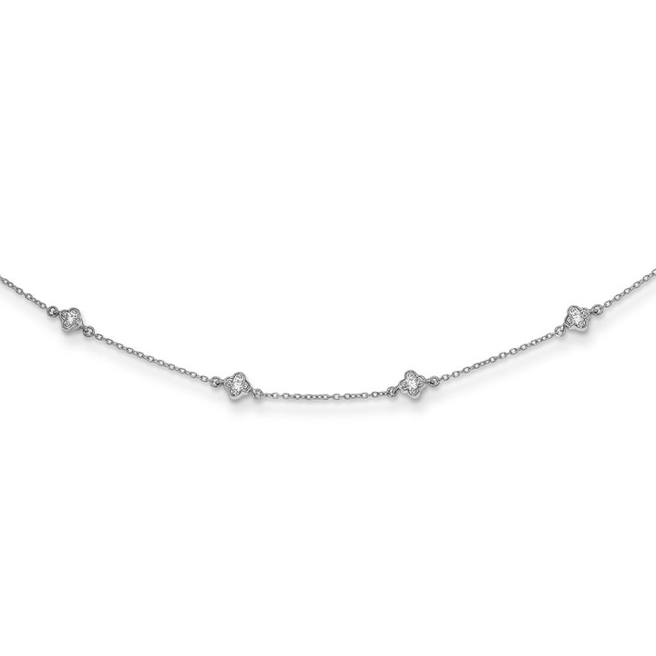14k White Gold Diamond Multi Station Necklace PM3753-050-WA