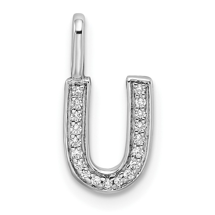 14K White Gold Diamond Letter U Initial Pendant PM8367U-006-WA