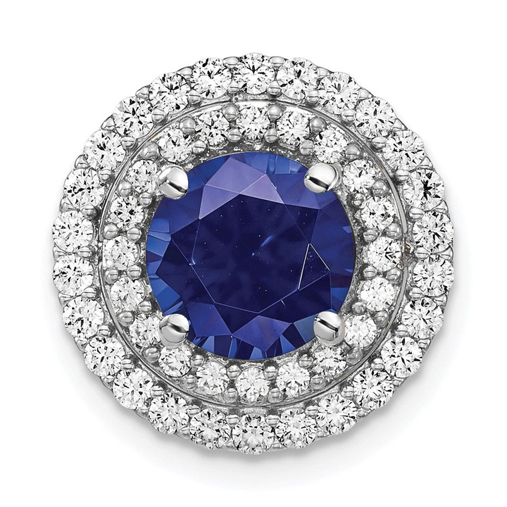 14K White Gold Lab Grown VS/SI FGH Dia & Created Blue Sapphire Pendant PM7503-CSA-063-WLG
