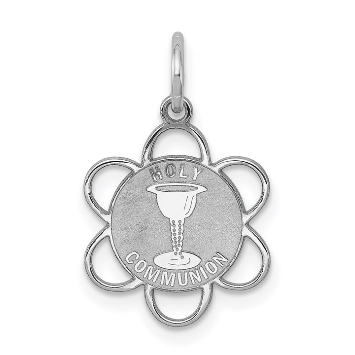 Sterling Silver Rhodium-plated Holy Communion Disc Charm QC2398