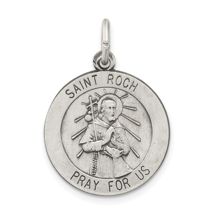 Sterling Silver Antiqued Saint Roch Medal QC5756