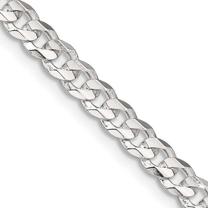 Sterling Silver 4.5mm Concave Beveled Curb Chain QCBC120-20