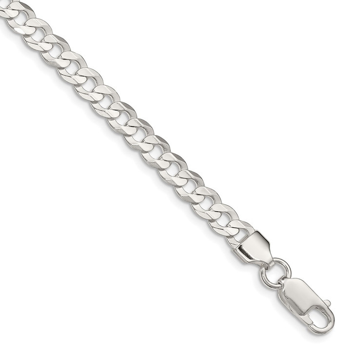 Sterling Silver 5.65mm Concave Beveled Curb Chain QCBC150-7