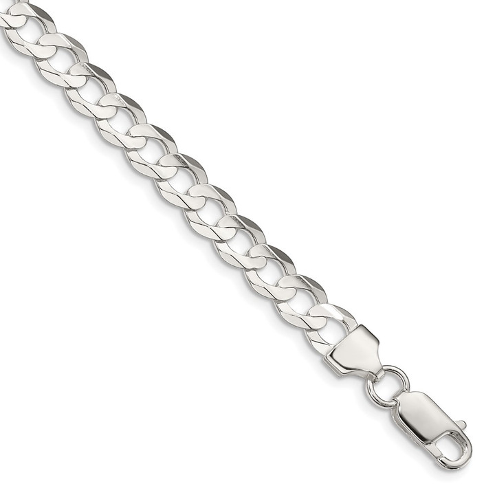 Sterling Silver 6.75mm Concave Beveled Curb Chain QCBC180-7