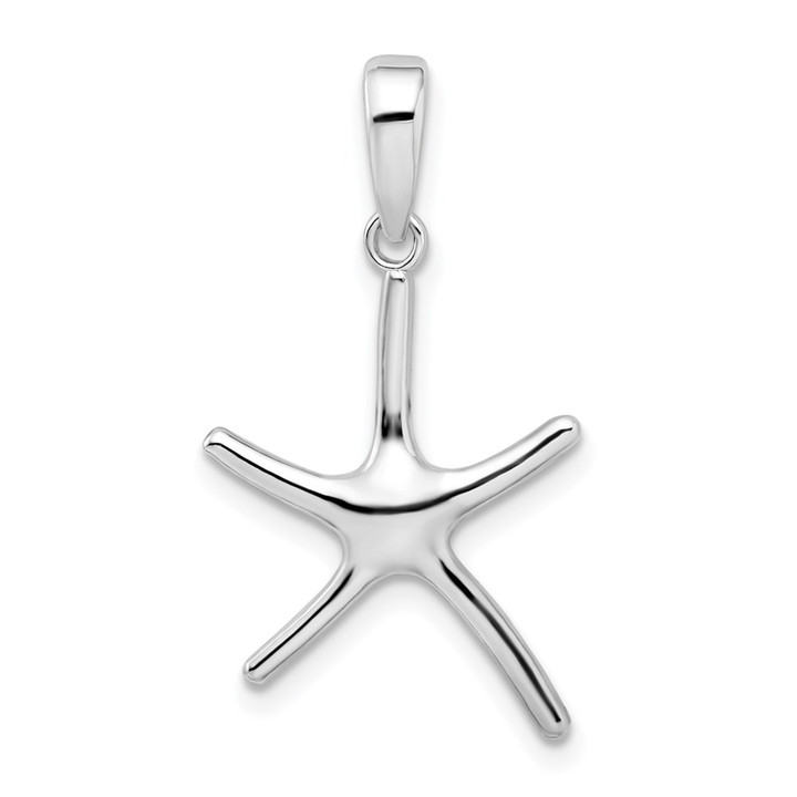 De-Ani Sterling Silver Rhodium-Plated Polished Starfish Pendant QC10075