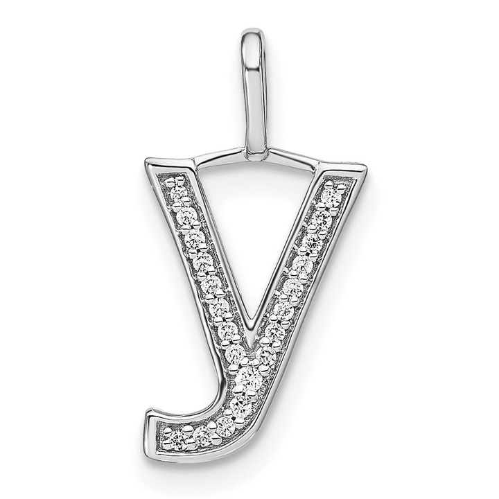 14K White Gold Diamond Lower Case Letter Y Initial Pendant PM8368Y-008-WA