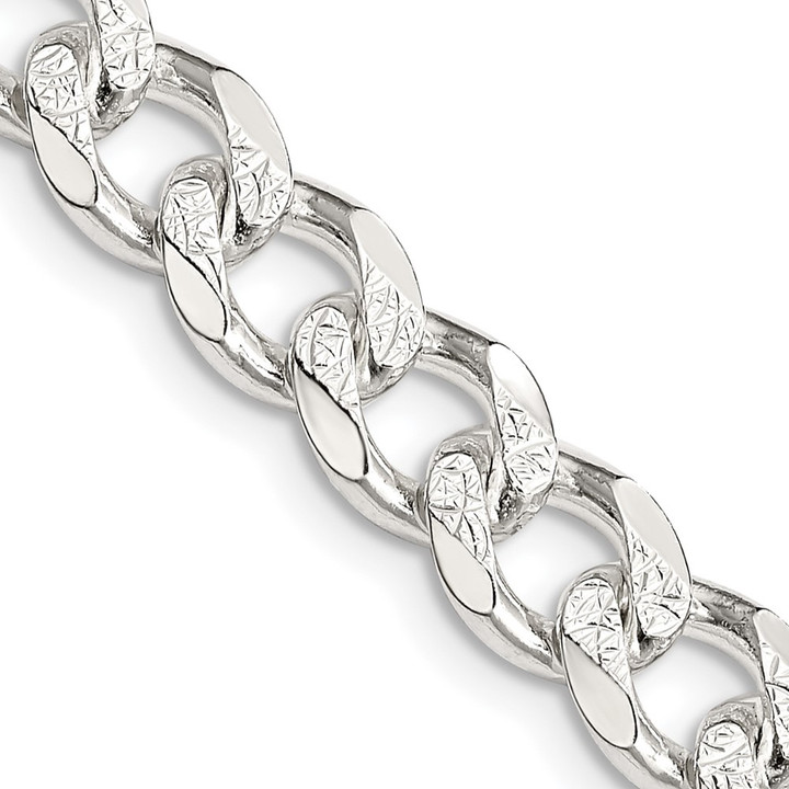 Sterling Silver 8.3mm Pav Curb Chain QCF220-20