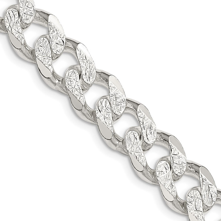 Sterling Silver 11.0mm Pav Curb Chain QCF300-24