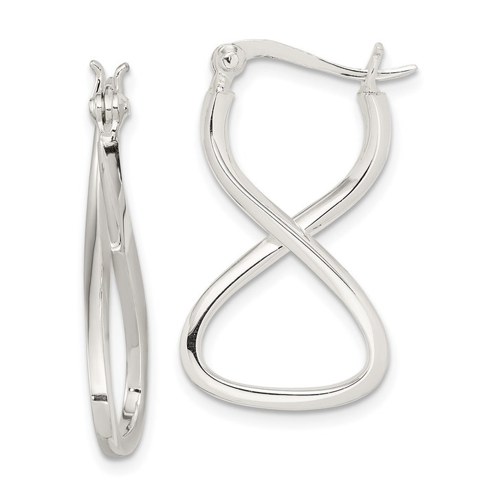 Sterling Silver Polished & Twisted Oval Hoop Earrings QE3762
