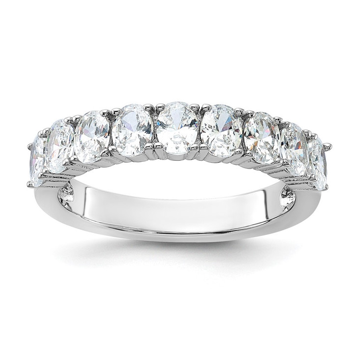 Cheryl M Sterling Silver Rhodium-plated Brilliant-cut Oval CZ 9-Stone Ring QCM1658-6