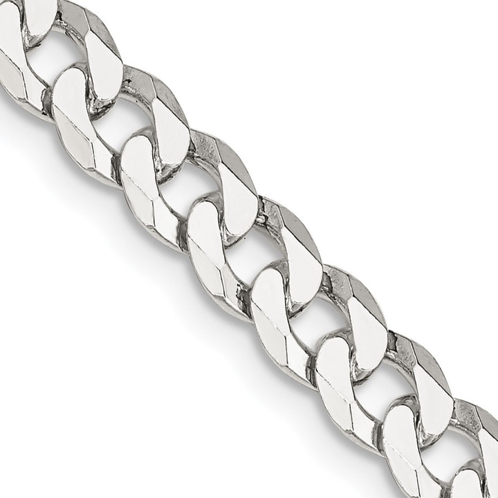 Sterling Silver 6mm Beveled Curb Chain QFB150-26