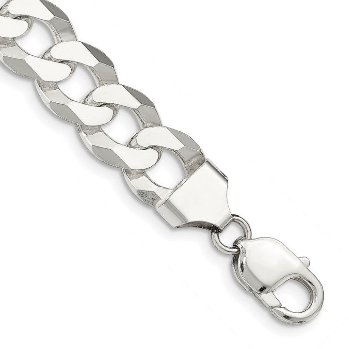Sterling Silver 13mm Beveled Curb Chain QFB310-8
