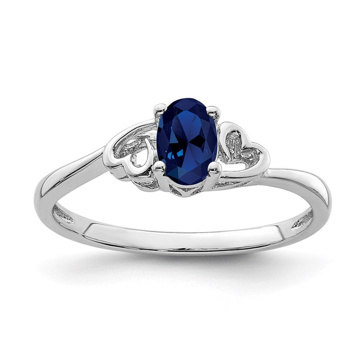 Sterling Silver Rhodium-plated Created Sapphire Ring QBR15SEP-10