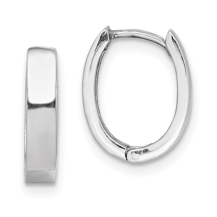 Sterling Silver Rhodium Polished Hinged Hoop Earrings QE8504
