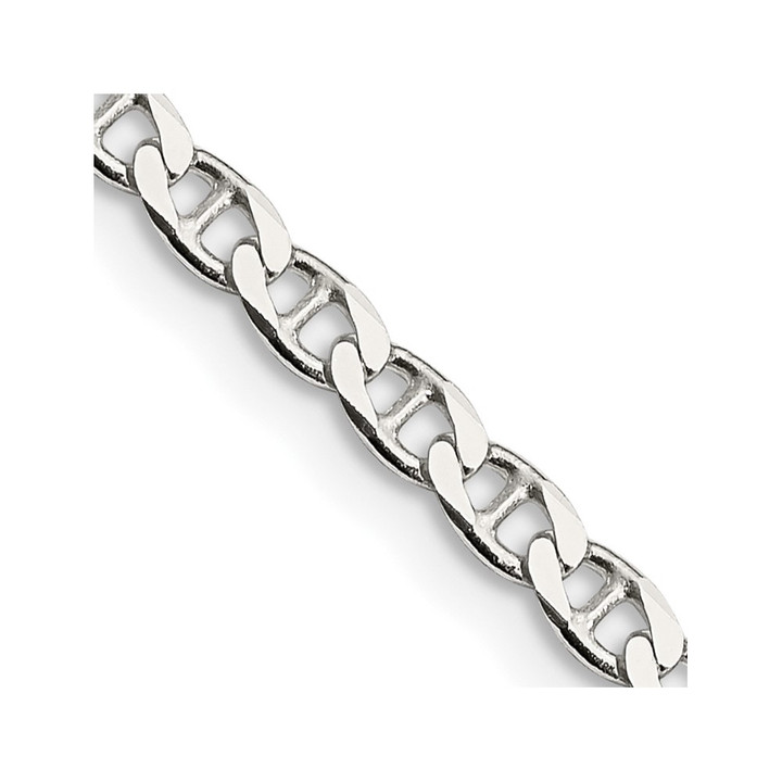 Sterling Silver 3.15mm D/C Flat Anchor Curb Chain QFAN080-22