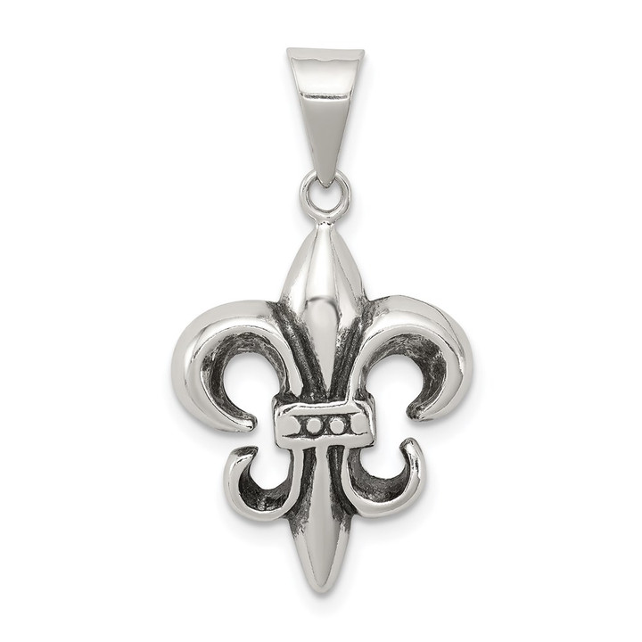 Sterling Silver Antiqued Fleur De lis Pendant QC6597