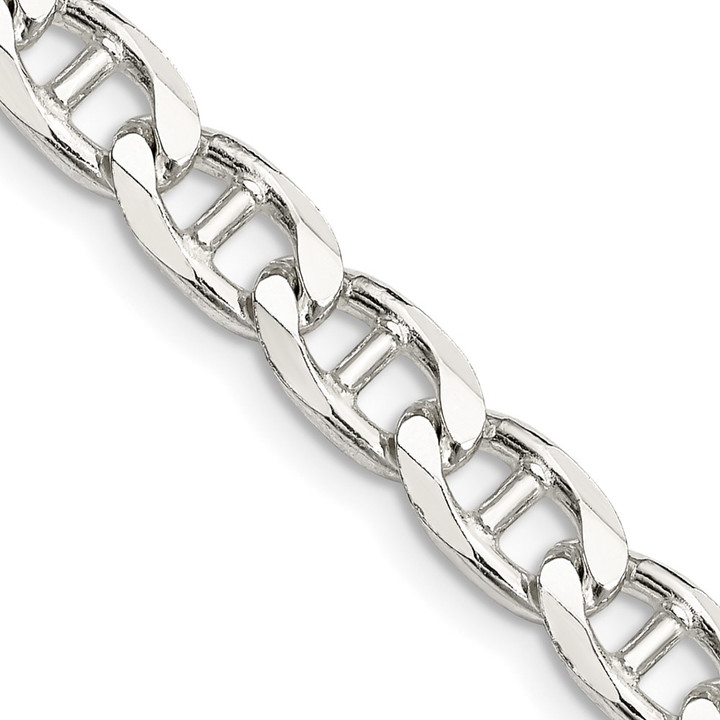 Sterling Silver 6.5mm D/C Flat Anchor Curb Chain QFAN180-24