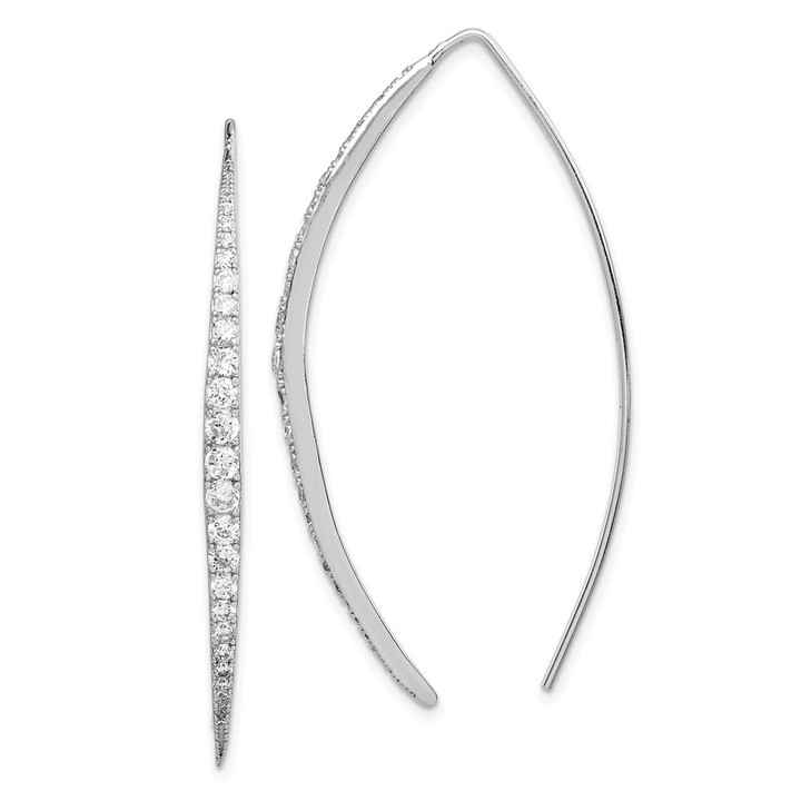 Sterling Silver Rhodium-plated CZ Threader Earrings QE12064