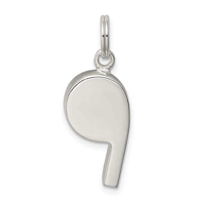 Sterling Silver Rhodium-plated Polished Whistle Charm QC5123