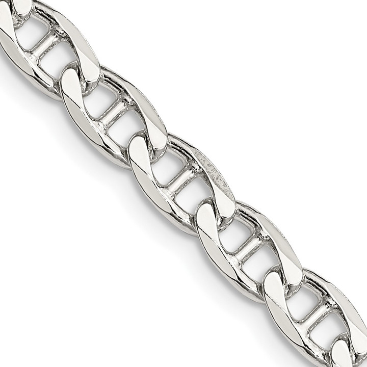 Sterling Silver 5.7mm D/C Flat Anchor Curb Chain QFAN150-26