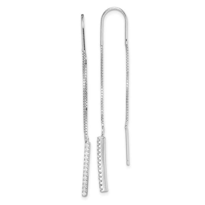 Sterling Silver Rhodium-plated CZ Threader Earrings QE14954